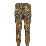 Indian Floral Patchwork Pattern Print Men's leggings