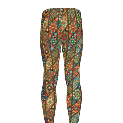 Indian Floral Patchwork Pattern Print Men's leggings