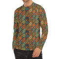 Indian Floral Patchwork Pattern Print Men's Long Sleeve Rash Guard