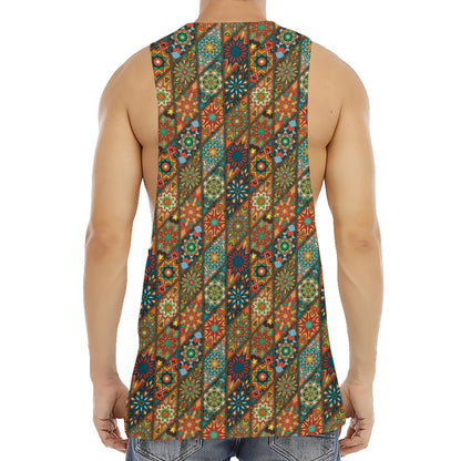 Indian Floral Patchwork Pattern Print Men's Muscle Tank Top