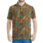 Indian Floral Patchwork Pattern Print Men's Polo Shirt