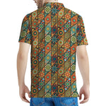 Indian Floral Patchwork Pattern Print Men's Polo Shirt