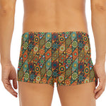 Indian Floral Patchwork Pattern Print Men's Short Boxer Briefs