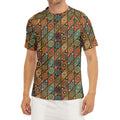 Indian Floral Patchwork Pattern Print Men's Short Sleeve Rash Guard