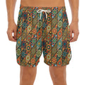 Indian Floral Patchwork Pattern Print Men's Split Running Shorts