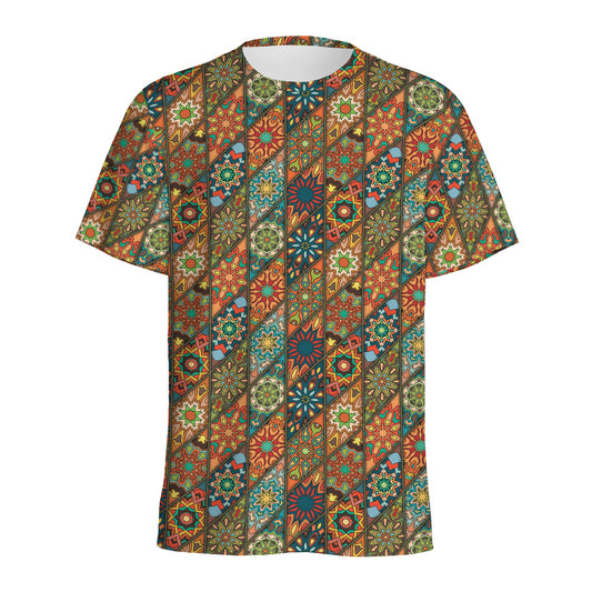 Indian Floral Patchwork Pattern Print Men's Sports T-Shirt