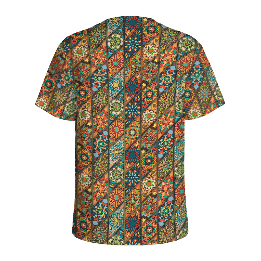 Indian Floral Patchwork Pattern Print Men's Sports T-Shirt