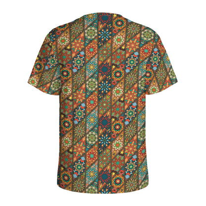 Indian Floral Patchwork Pattern Print Men's Sports T-Shirt