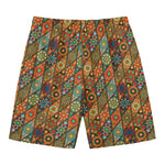 Indian Floral Patchwork Pattern Print Men's Swim Trunks
