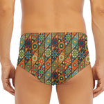 Indian Floral Patchwork Pattern Print Men's Triangle Swim Briefs