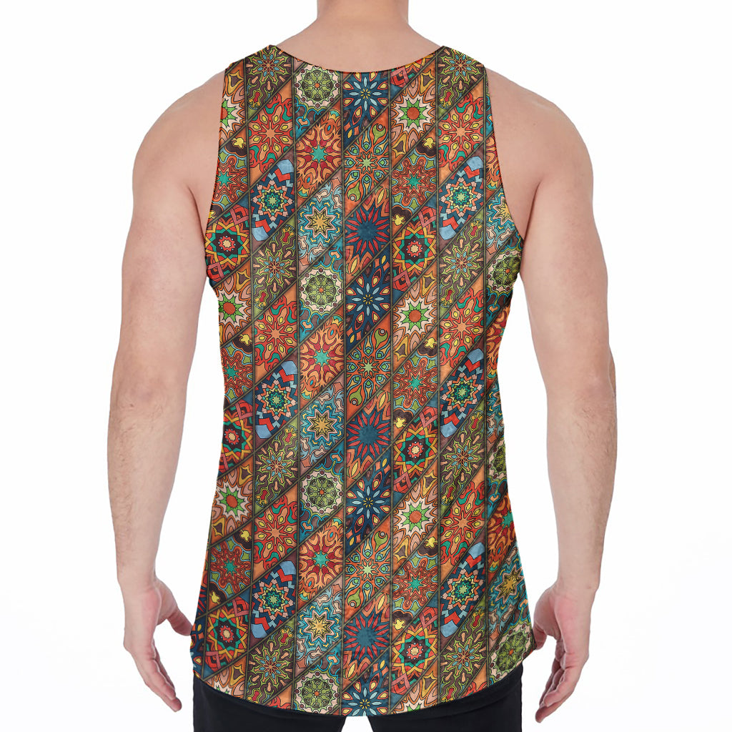 Indian Floral Patchwork Pattern Print Men's Velvet Tank Top
