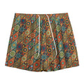 Indian Floral Patchwork Pattern Print Mesh Shorts