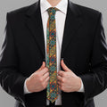 Indian Floral Patchwork Pattern Print Necktie