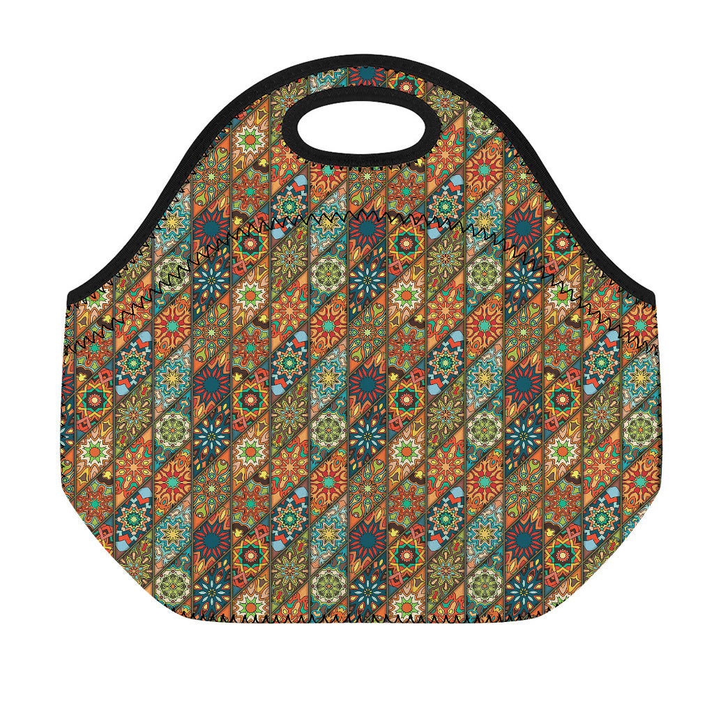 Indian Floral Patchwork Pattern Print Neoprene Lunch Bag