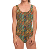 Indian Floral Patchwork Pattern Print One Piece Swimsuit