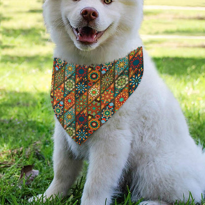 Indian Floral Patchwork Pattern Print Over The Collar Dog Bandana