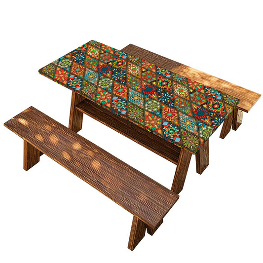 Indian Floral Patchwork Pattern Print Picnic Table Cover
