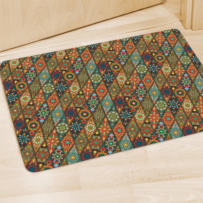Indian Floral Patchwork Pattern Print Polyester Doormat