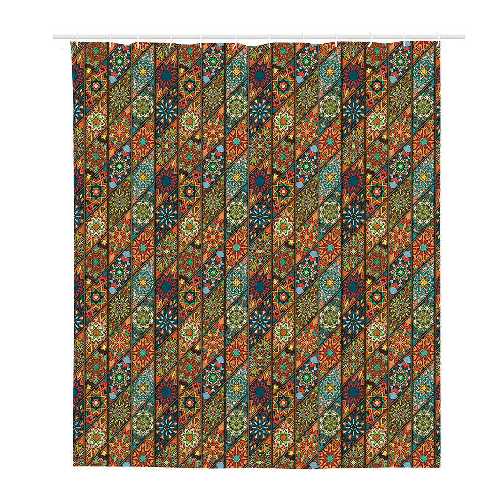 Indian Floral Patchwork Pattern Print Polyester Shower Curtain