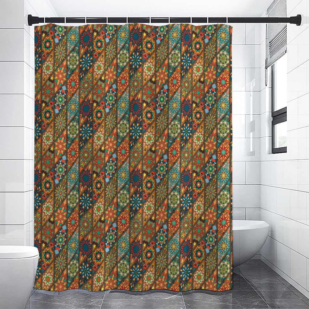 Indian Floral Patchwork Pattern Print Premium Shower Curtain