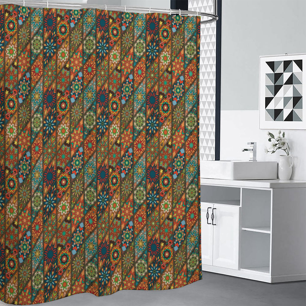 Indian Floral Patchwork Pattern Print Premium Shower Curtain