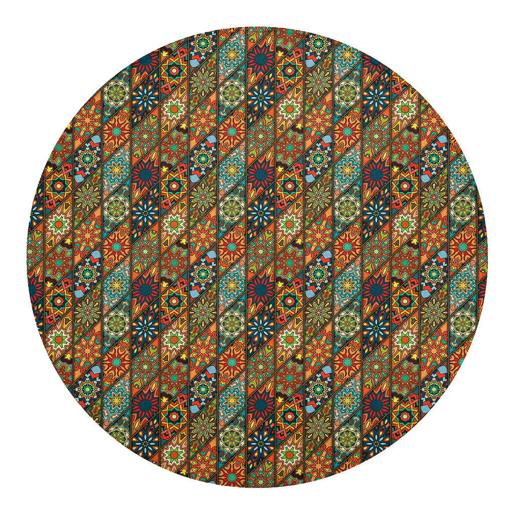 Indian Floral Patchwork Pattern Print Round Blanket