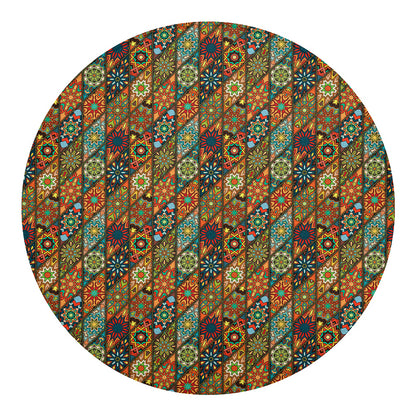 Indian Floral Patchwork Pattern Print Round Blanket