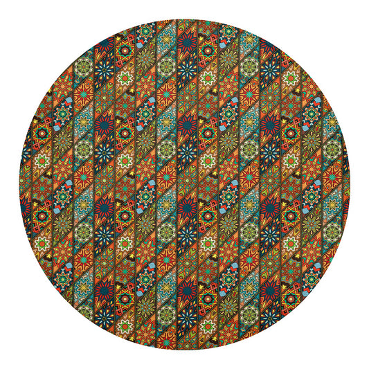 Indian Floral Patchwork Pattern Print Round Blanket