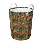 Indian Floral Patchwork Pattern Print Round Laundry Basket