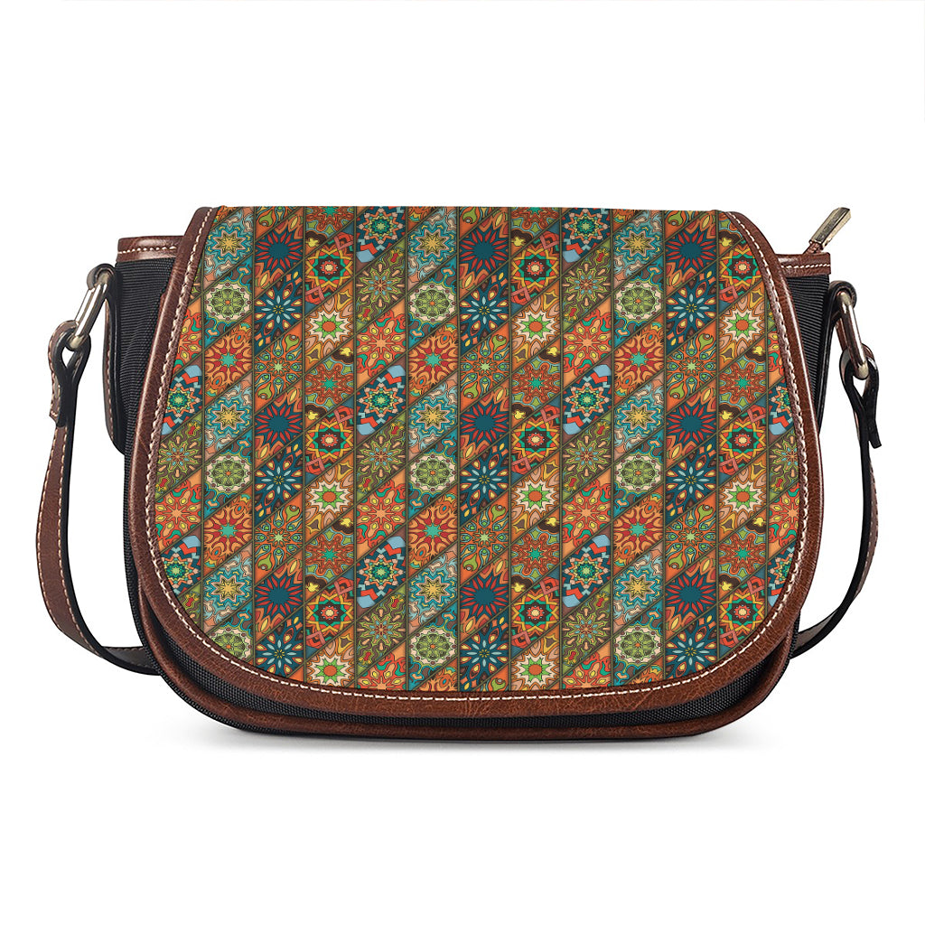 Indian Floral Patchwork Pattern Print Saddle Bag