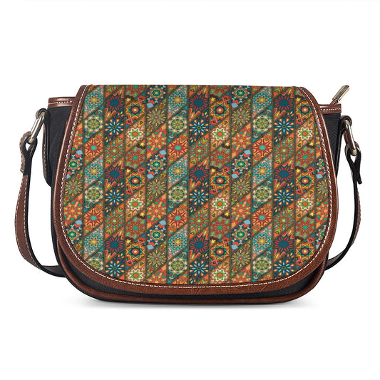 Indian Floral Patchwork Pattern Print Saddle Bag