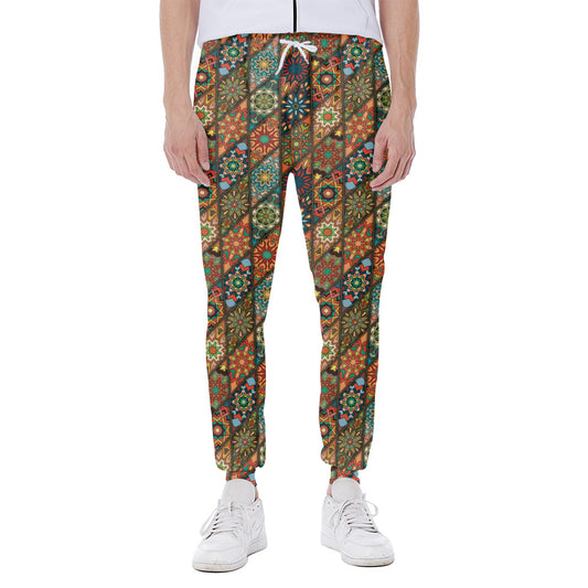 Indian Floral Patchwork Pattern Print Scuba Joggers