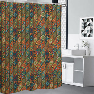 Indian Floral Patchwork Pattern Print Shower Curtain