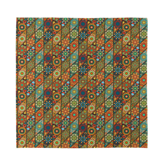 Indian Floral Patchwork Pattern Print Silk Bandana