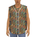 Indian Floral Patchwork Pattern Print Sleeveless Baseball Jersey