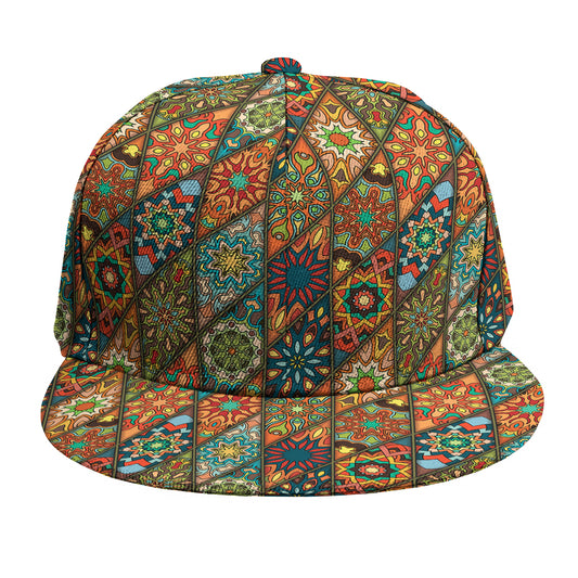 Indian Floral Patchwork Pattern Print Snapback Cap