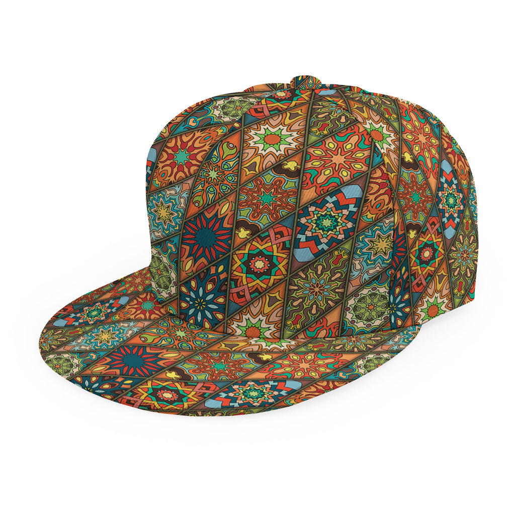 Indian Floral Patchwork Pattern Print Snapback Cap
