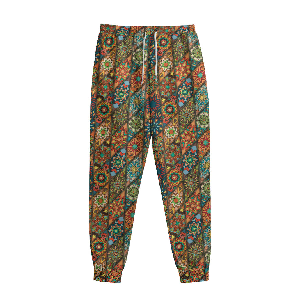 Indian Floral Patchwork Pattern Print Sweatpants