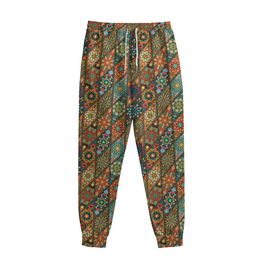 Indian Floral Patchwork Pattern Print Sweatpants