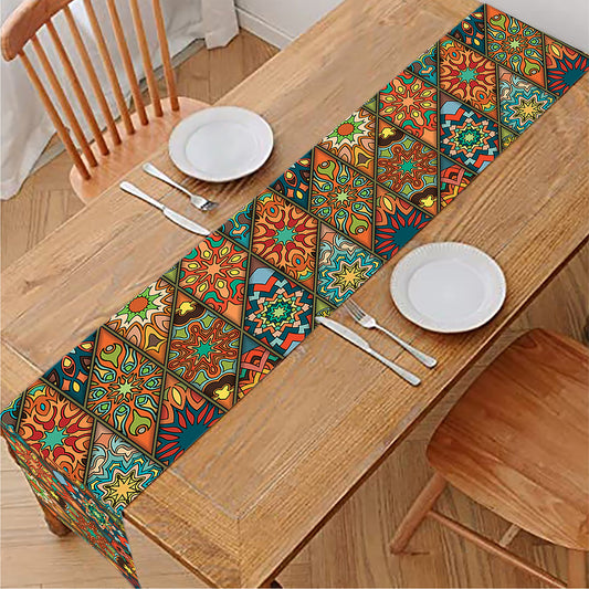 Indian Floral Patchwork Pattern Print Table Runner