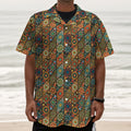 Indian Floral Patchwork Pattern Print Textured Short Sleeve Shirt
