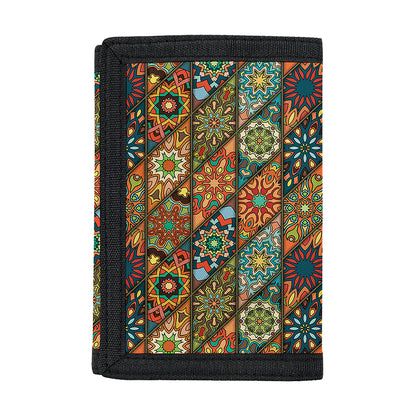 Indian Floral Patchwork Pattern Print Trifold Wallet