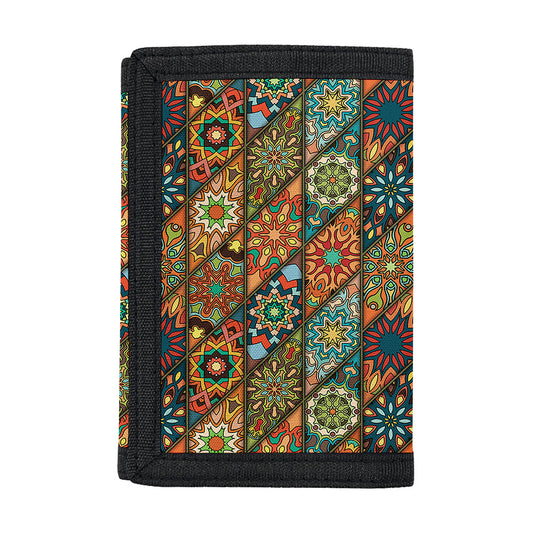 Indian Floral Patchwork Pattern Print Trifold Wallet