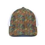 Indian Floral Patchwork Pattern Print White Mesh Trucker Cap