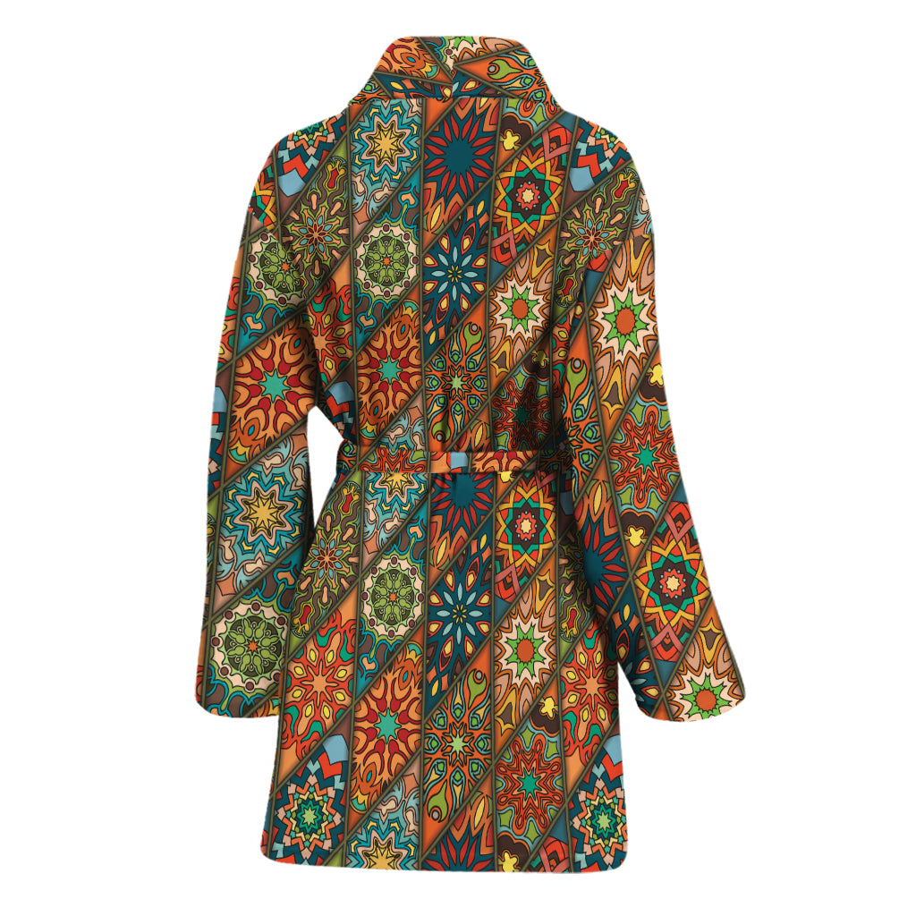 Indian Floral Patchwork Pattern Print Women's Bathrobe