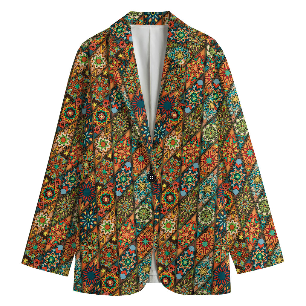 Indian Floral Patchwork Pattern Print Women's Blazer