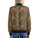 Indian Floral Patchwork Pattern Print Women's Bomber Jacket