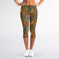 Indian Floral Patchwork Pattern Print Women's Capri Leggings