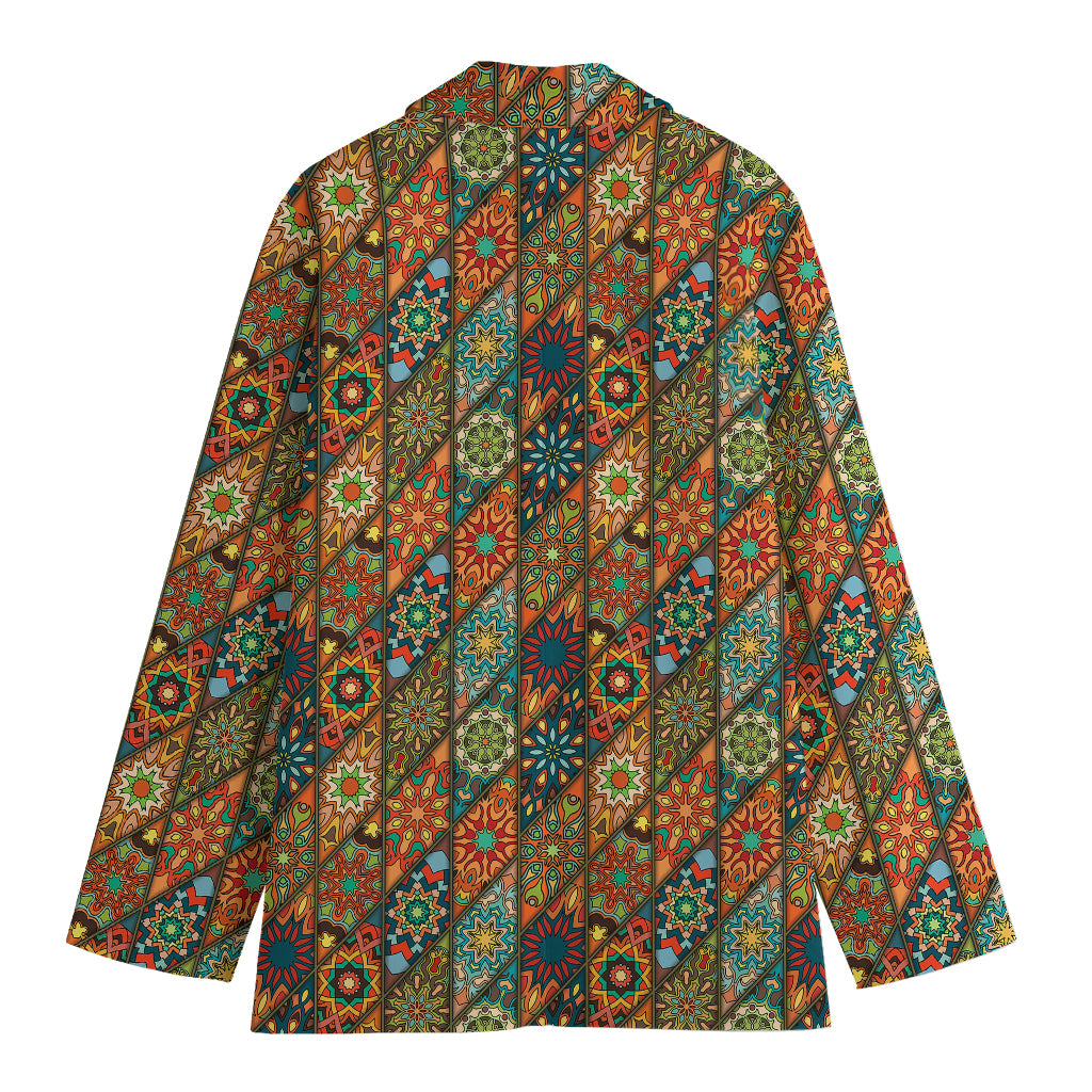 Indian Floral Patchwork Pattern Print Women's Cotton Blazer
