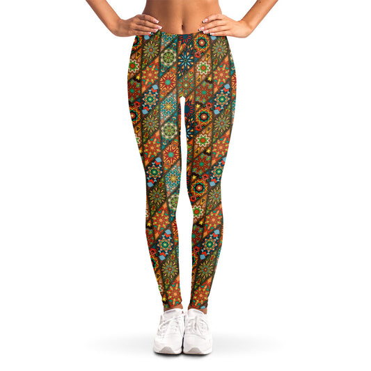 Indian Floral Patchwork Pattern Print Women's Leggings